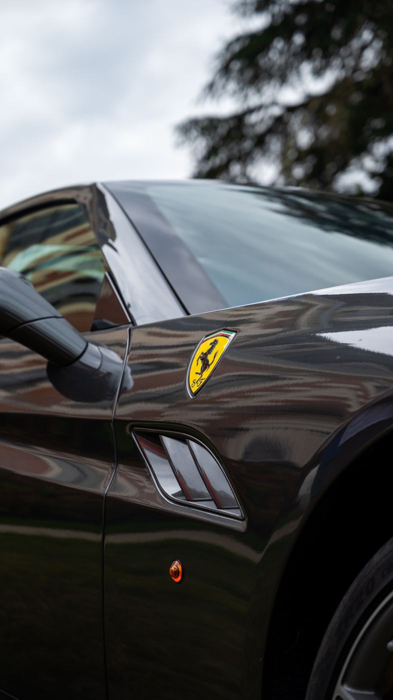 Écusson Ferrari sur une aile noire